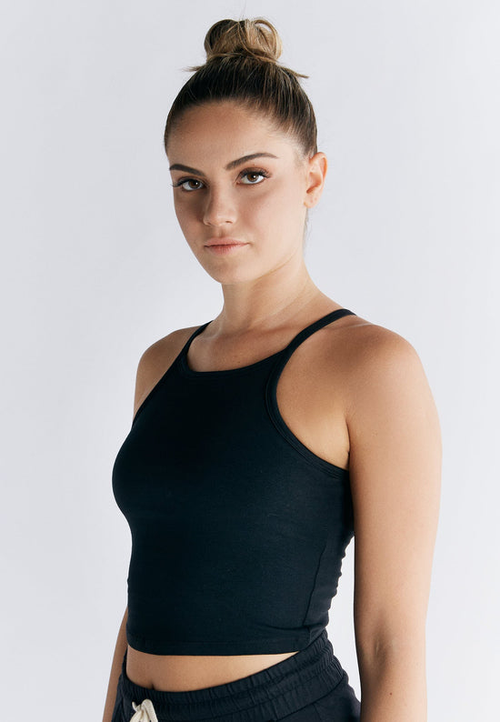 Leela Cotton 1217-021 | Crop-Top - Schwarz
