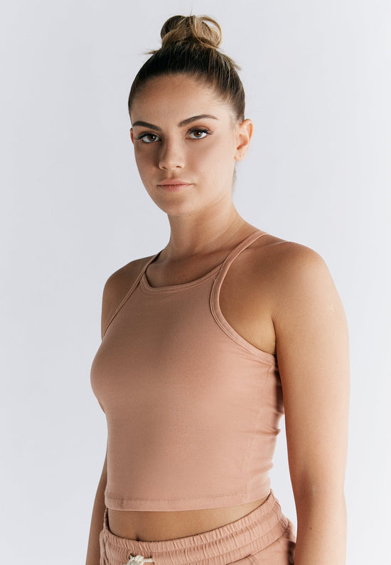 Leela Cotton 1217-070 | Crop-Top - Café Crema