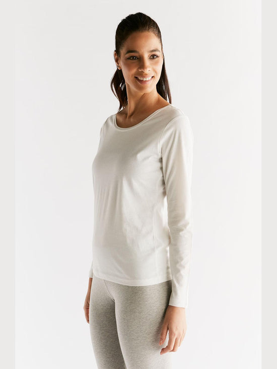 Leela Cotton 1251-01 | Damen Langarmshirt - Naturweiss