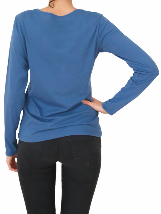 Leela Cotton 1251-05 | Damen Langarmshirt - Denimblau