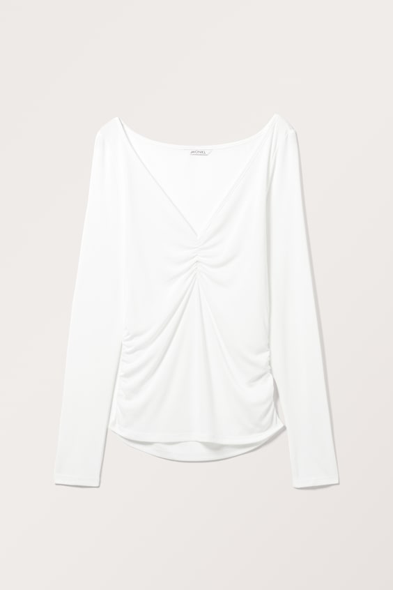 HM Gerüschtes, Langärmliges Oberteil Mit V-Ausschnitt