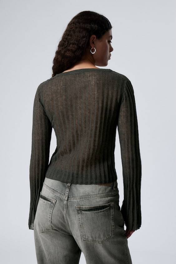 HM Asymmetrischer Cardigan Aus Leinenmischung