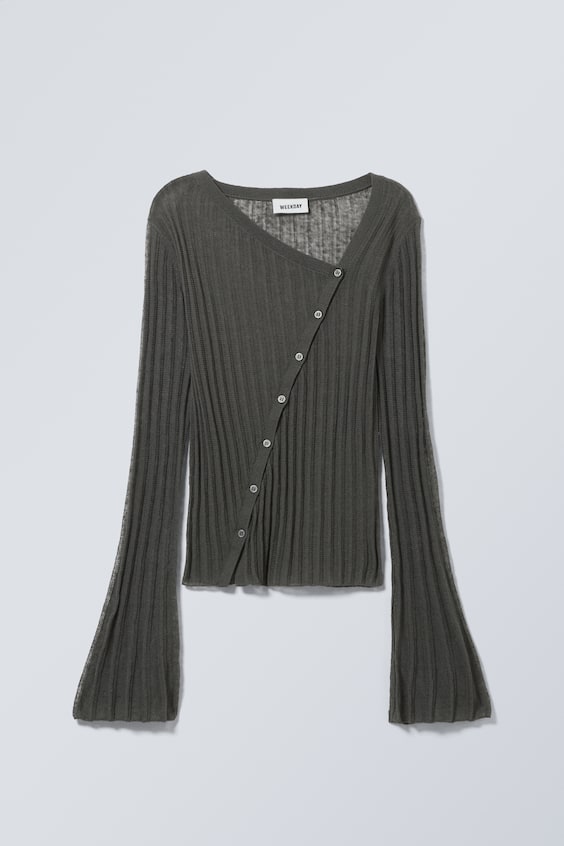 HM Asymmetrischer Cardigan Aus Leinenmischung