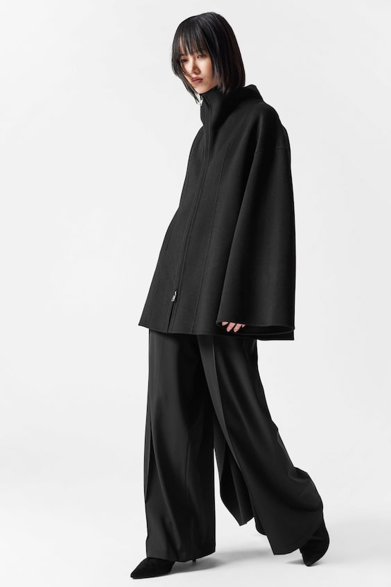 HM Asymmetrisches Cape Aus Woll-Mix