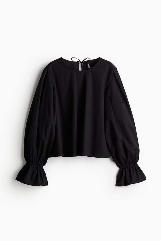 HM Baumwollbluse Mit Bindedetail