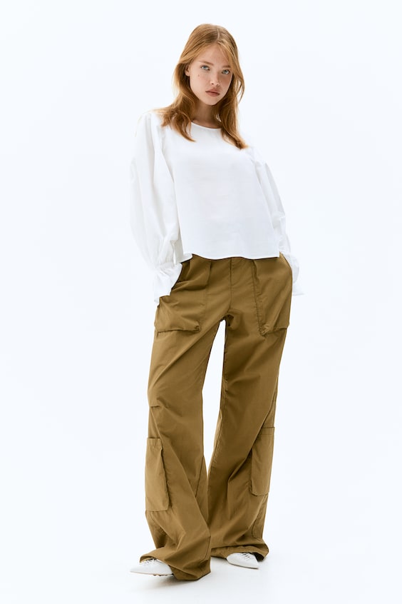 HM Baumwollbluse Mit Bindedetail