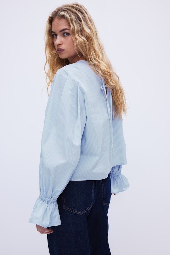 HM Baumwollbluse Mit Bindedetail