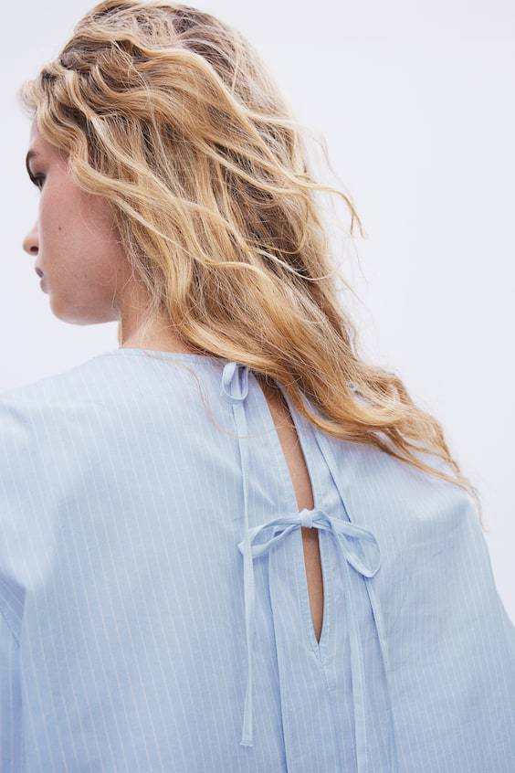 HM Baumwollbluse Mit Bindedetail