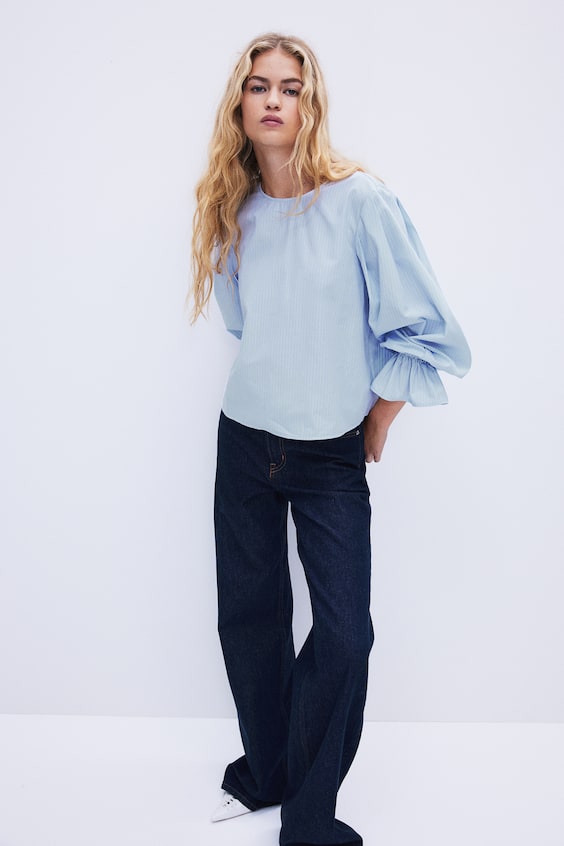 HM Baumwollbluse mit Bindedetail