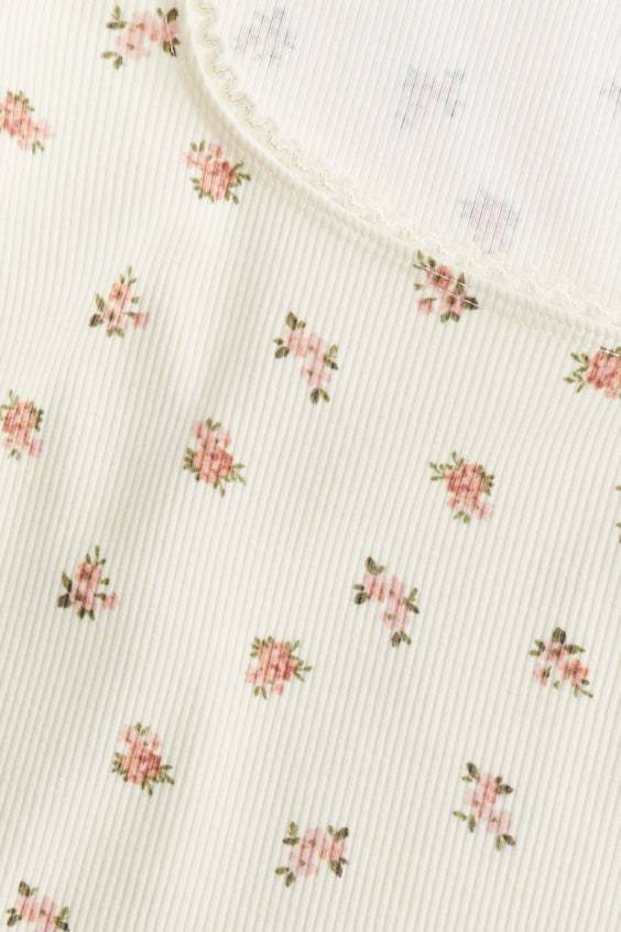 HM Baumwolltop Mit Picot-Besatz