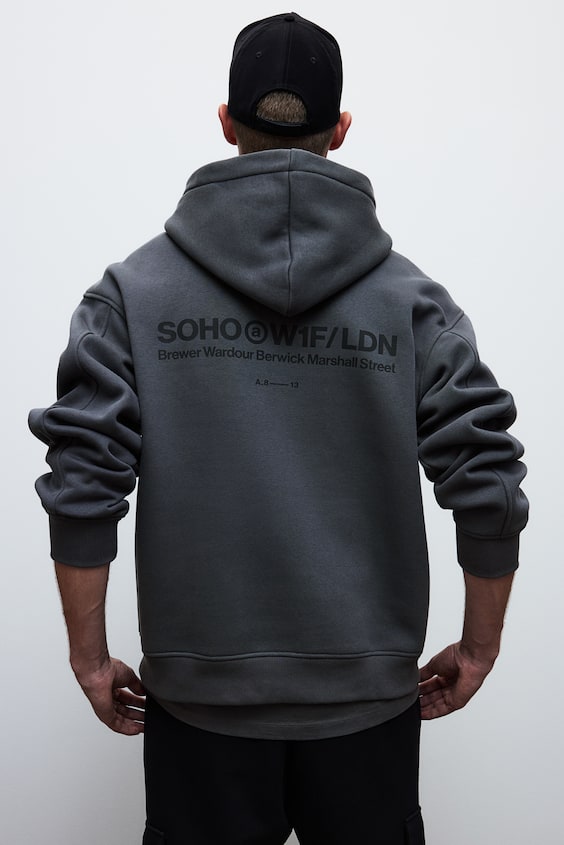 HM Bedruckter Hoodie In Oversized Fit