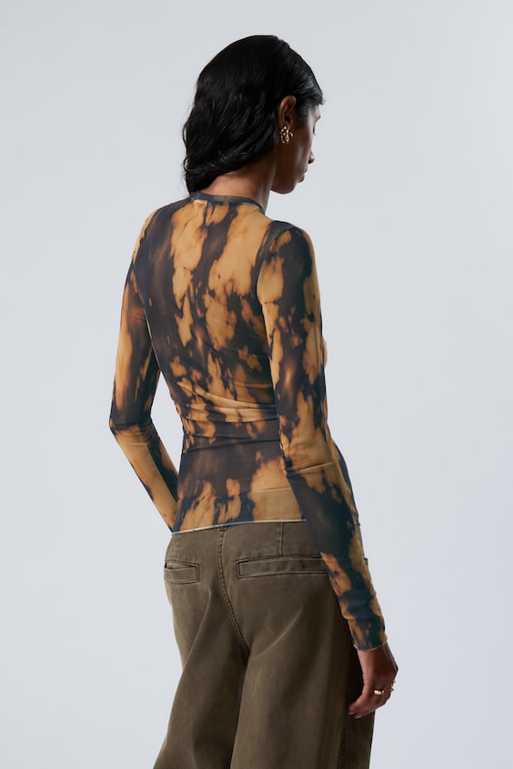 HM Bedrucktes Longsleeve-Netzoberteil