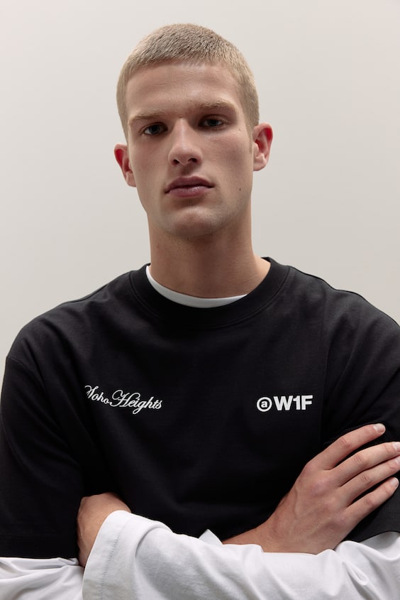 HM Bedrucktes T-Shirt in Loose Fit