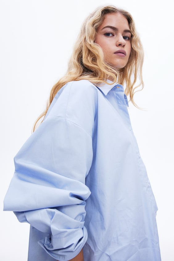 HM Bestickte Popeline-Bluse