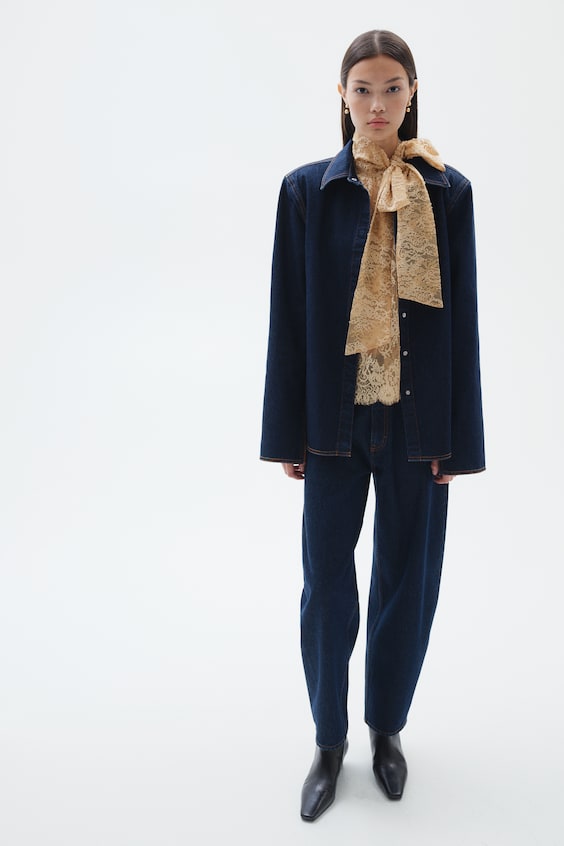 HM Bluse Aus Spitze Mit Bindekragen