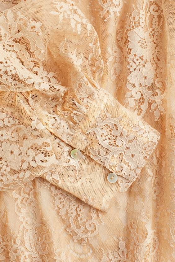 HM Bluse Aus Spitze Mit Bindekragen