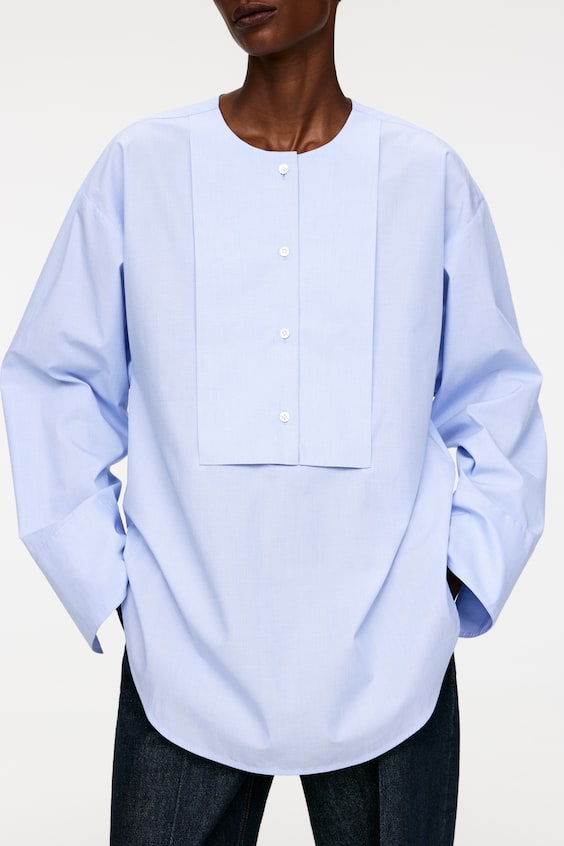 HM Bluse Mit Latzeinsatz Aus Baumwolle