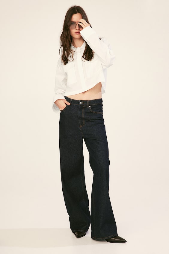 HM Crop-Bluse im Cargostil