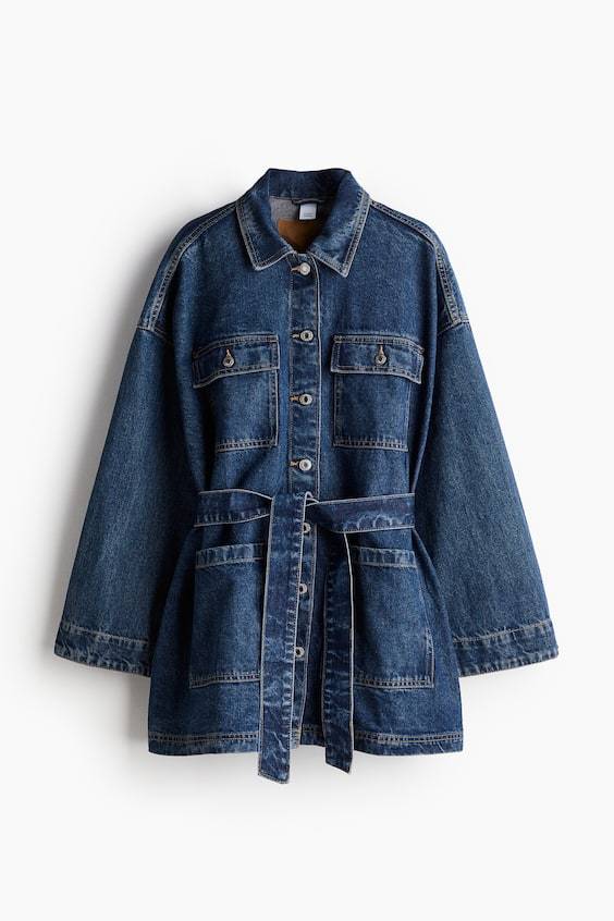 HM Denimjacke Mit Bindegürtel