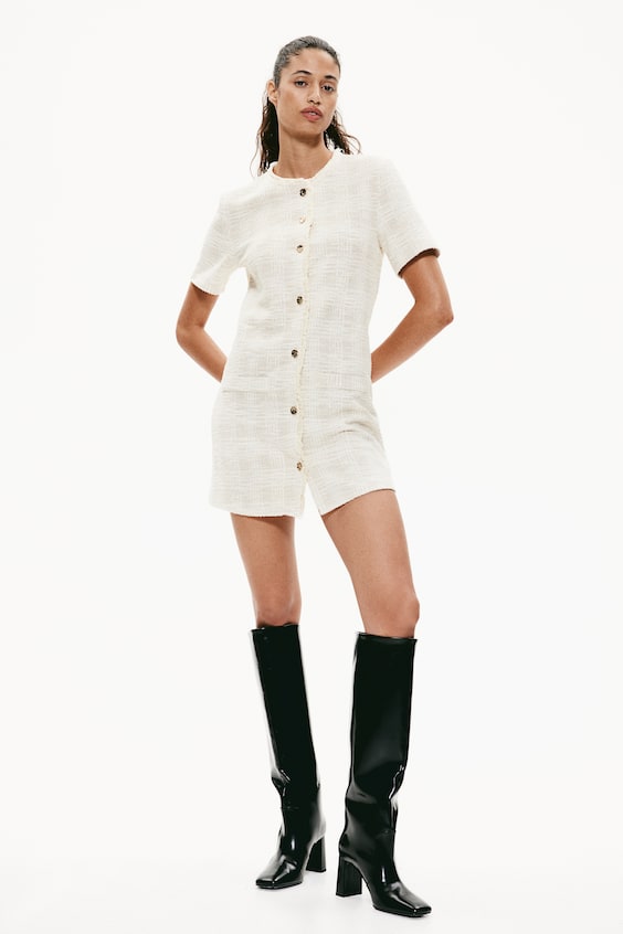 HM Durchgeknöpftes Kleid Aus Strukturjersey