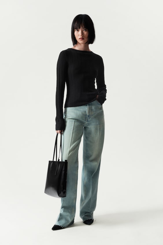 HM Durchscheinendes Oberteil Aus Merinowolle