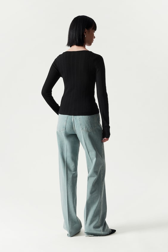 HM Durchscheinendes Oberteil Aus Merinowolle