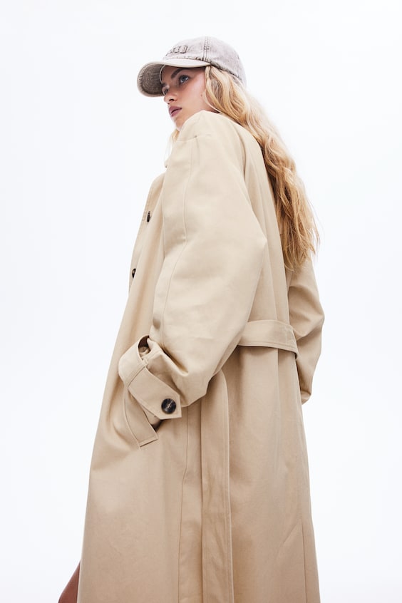 HM Einreihiger Trenchcoat Aus Twill