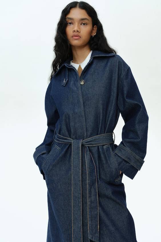 HM Einreihiger Trenchcoat Aus Twill