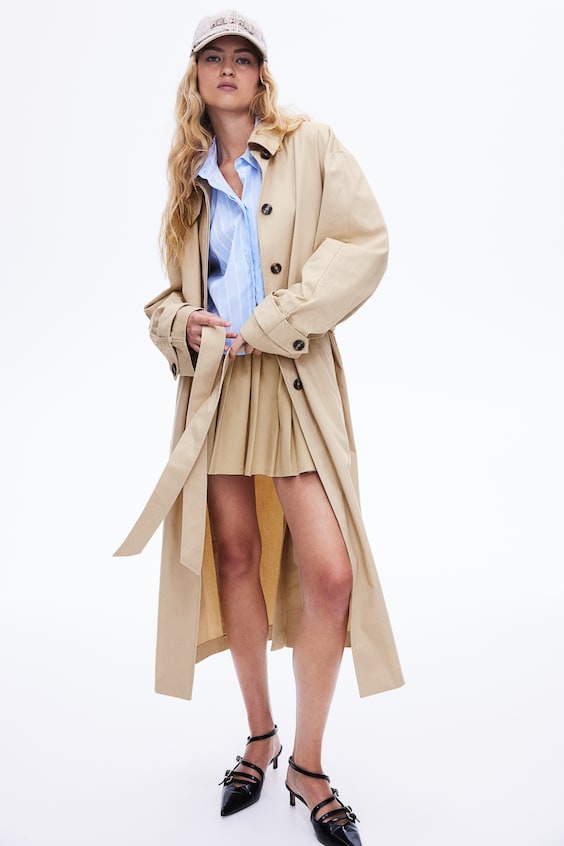HM Einreihiger Trenchcoat Aus Twill