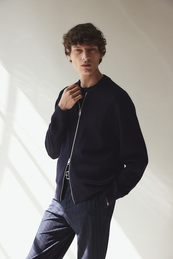 HM Feinstrick-Cardigan Im Pilotenlook In Slim Fit