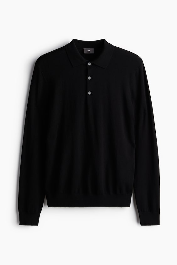 HM Feinstrick-Poloshirt In Slim Fit