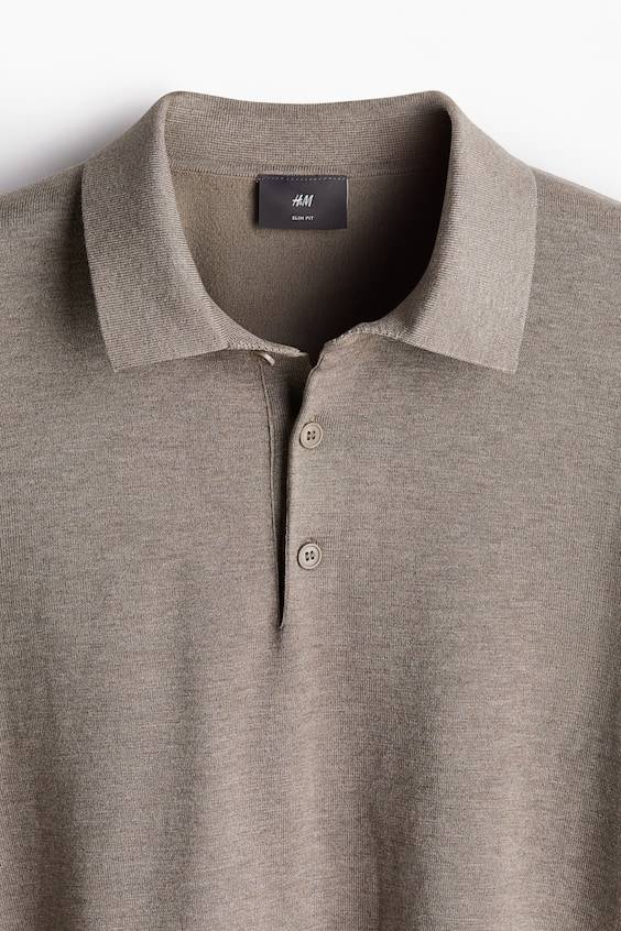 HM Feinstrick-Poloshirt In Slim Fit