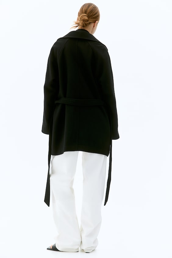 HM Filzmantel Mit Bindegürtel