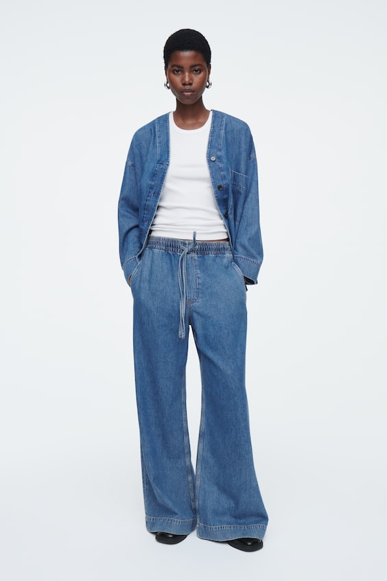 HM FLIESSENDE HOSE AUS DENIM MIT WEITEM BEIN