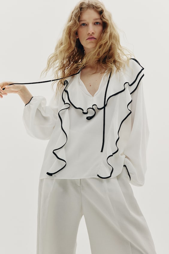 HM Flounced Crêpe Blouse