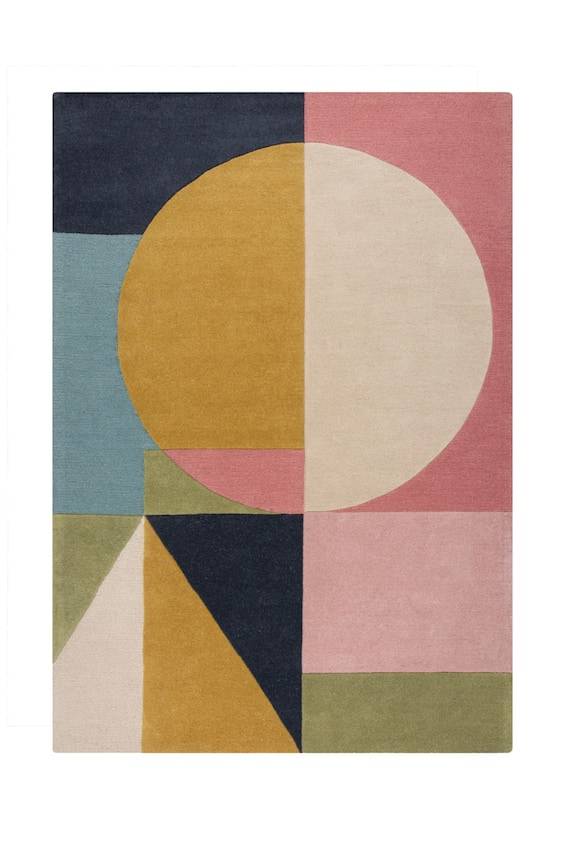 HM Geometrischer Abstrakter Wollteppich Esre