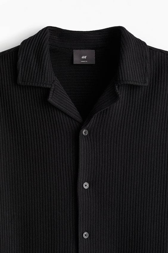 HM Geripptes Freizeithemd in Loose Fit