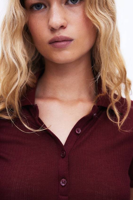 HM Geripptes Poloshirt