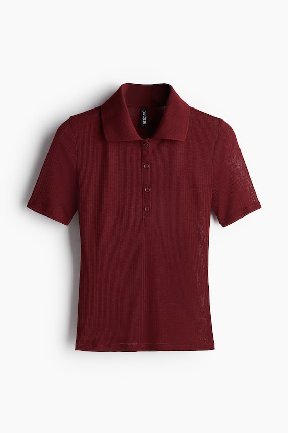 HM Geripptes Poloshirt