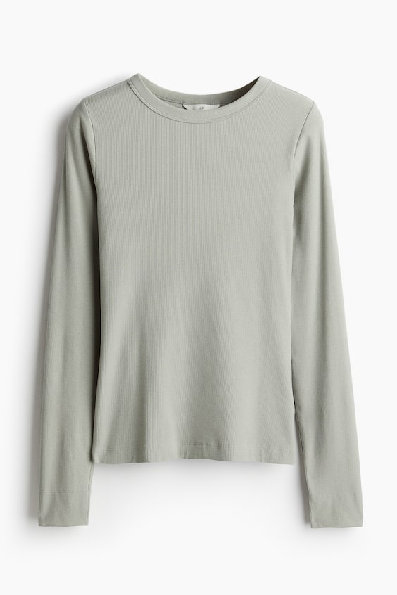 HM Geripptes Shirt Aus Modalmix