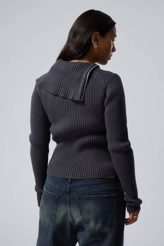 HM Gestrickter Zip-Cardigan Mit Schmaler Passform