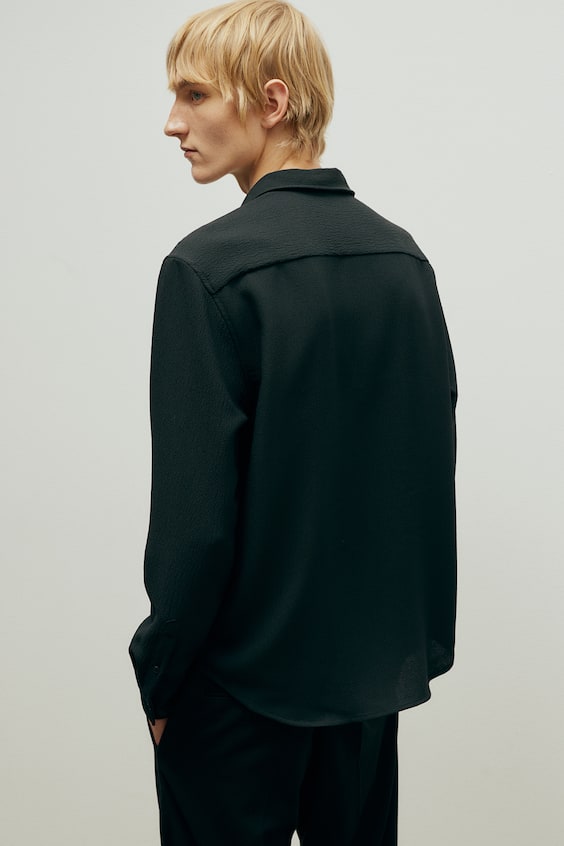 HM Hemd Aus Crêpestoff In Regular Fit