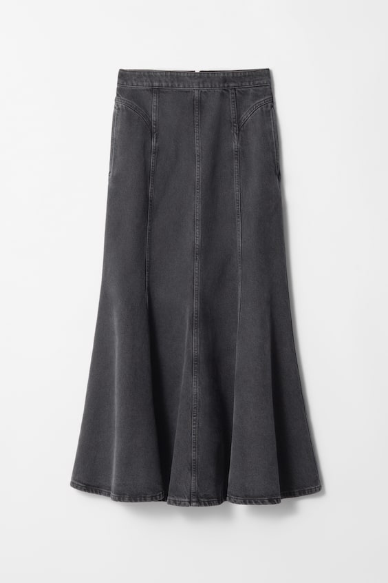 HM Jeans-Maxirock Mit Falten