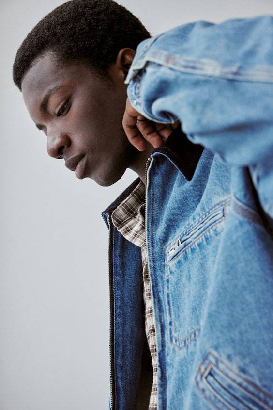 HM Jeansjacke Mit Cordkragen In Regular Fit