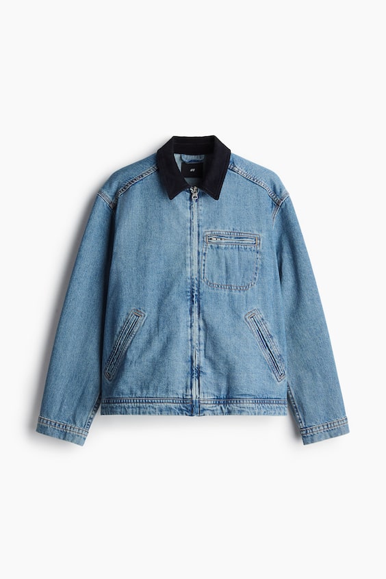 HM Jeansjacke Mit Cordkragen In Regular Fit