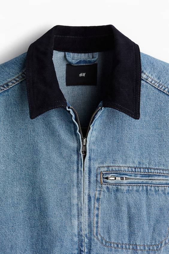 HM Jeansjacke Mit Cordkragen In Regular Fit