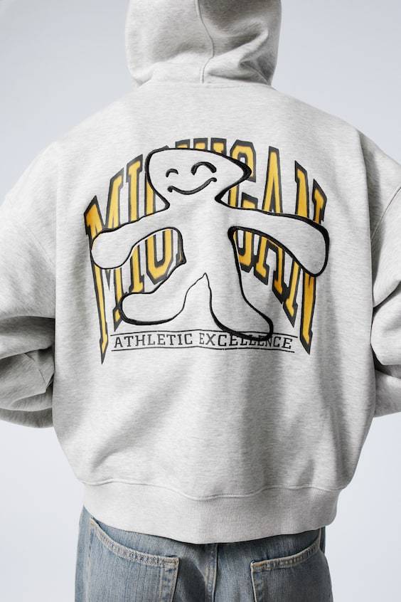 HM Kastiger Hoodie Mit Reißverschluss Und Print