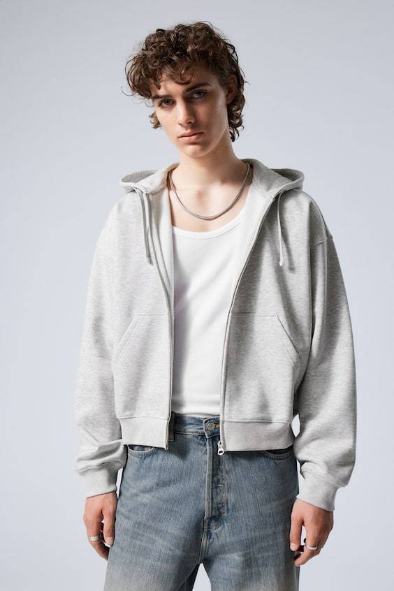 HM Kastiger Hoodie Mit Reißverschluss Und Print