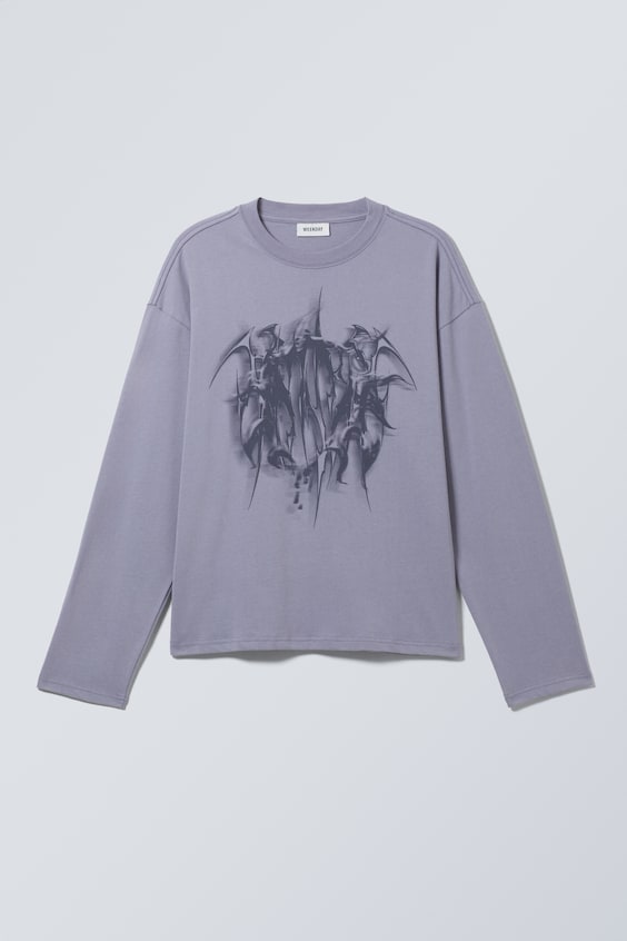 HM Kastiges Langarmshirt Mit Grafikprint