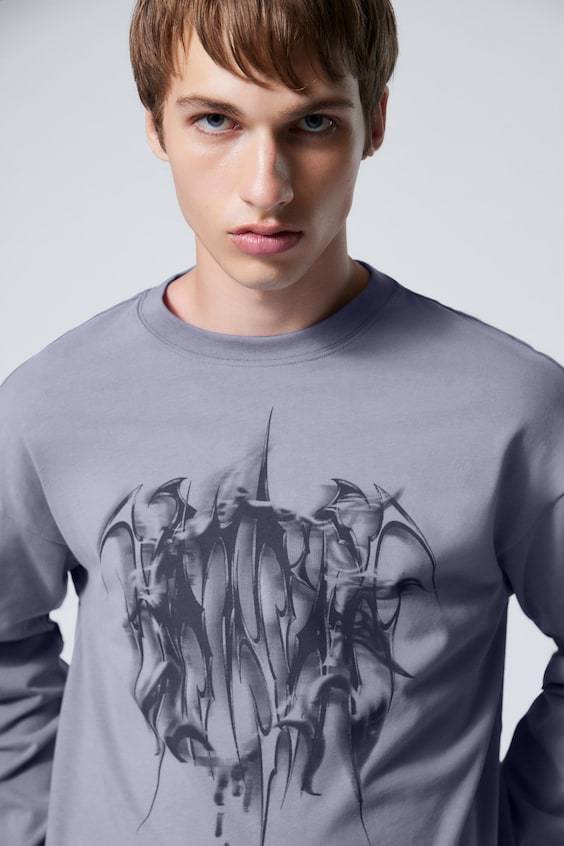 HM Kastiges Langarmshirt Mit Grafikprint